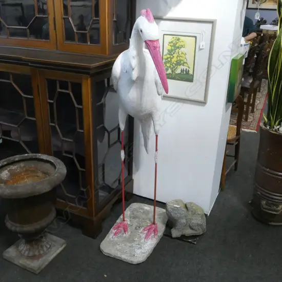 LARGE CRANE SCULPTURE; CONCRETE & REBAR, H.1300mm