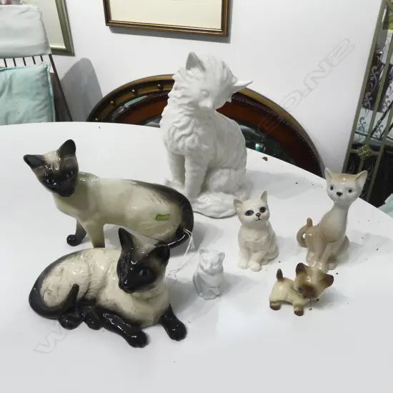 7 CATS INCL. 2 BESWICK SIAMESE H.160mm