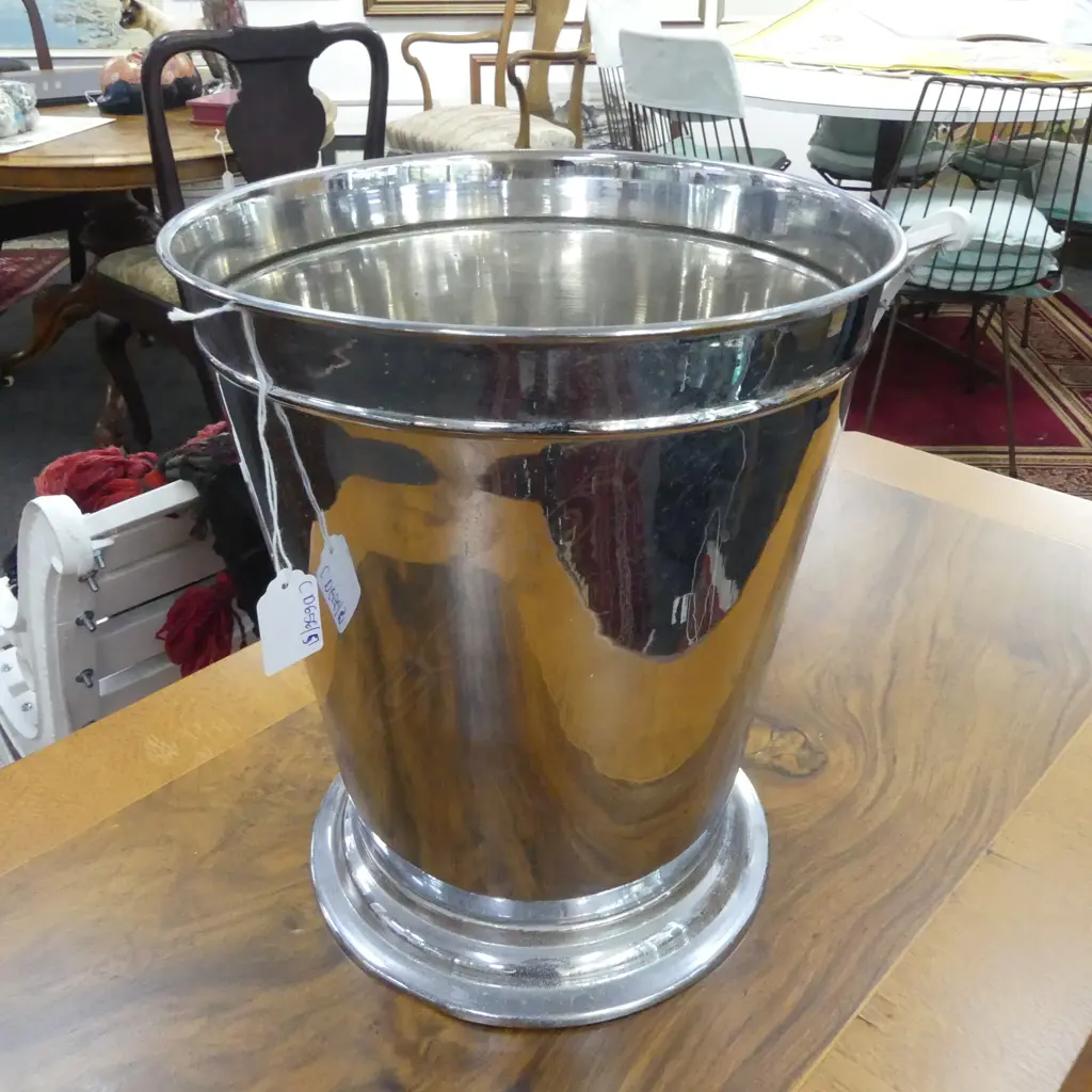 SILVER METAL WASTE PAPER BUCKET H.295mm Image 1++