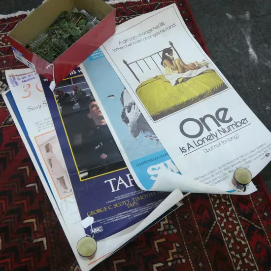 5 FILM POSTERS; ONE IS LONELY NUMBER, CHARIOTS OF FIRE, SWEPT AWAY, TAPS, 3 WOMEN 765x340mm