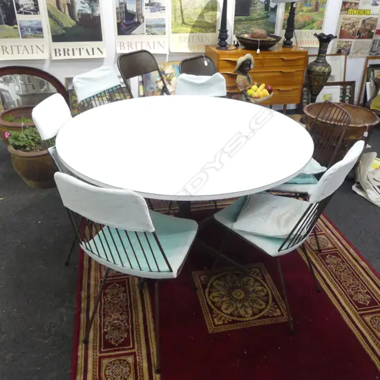 RETRO TABLE 1215mm dia & 6 CHAIRS