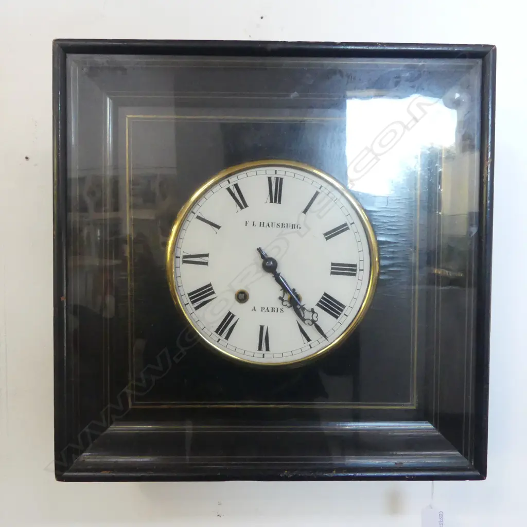19thC 'F. L. HAUSBURG' CASED WALL CLOCK 430x430x140mm Image 1++