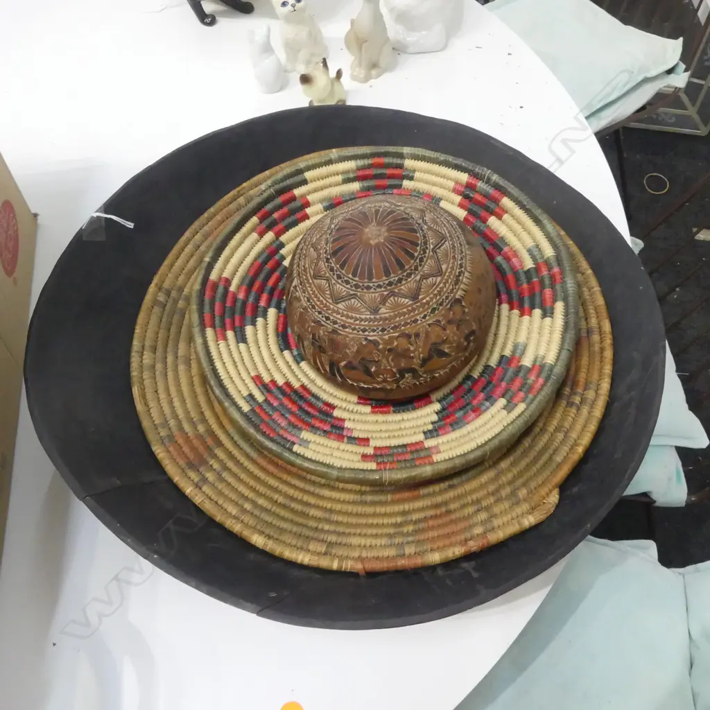 4 PCES; WOODEN BOWL 480mm dia Image 1++