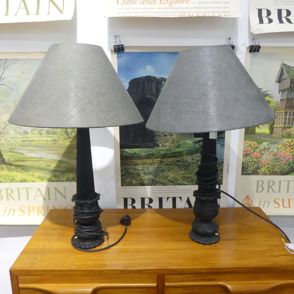 PR BLACK COLUMN TABLE LAMPS, ONE SHADE AF (H.490mm base only) Image 1++
