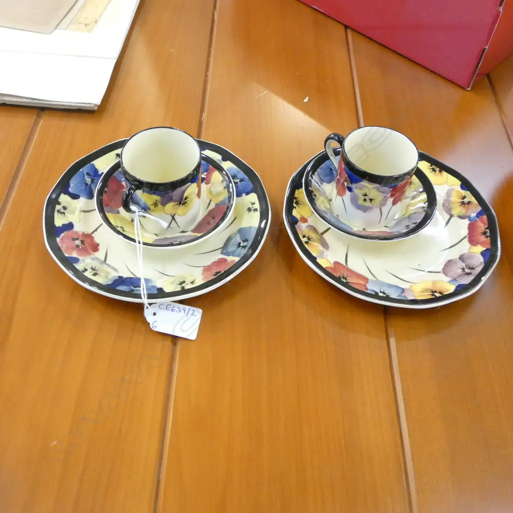 ROYAL DOULTON PANSY 2 C/S + 2 SIDE PLATES 165mm dia Image 1++