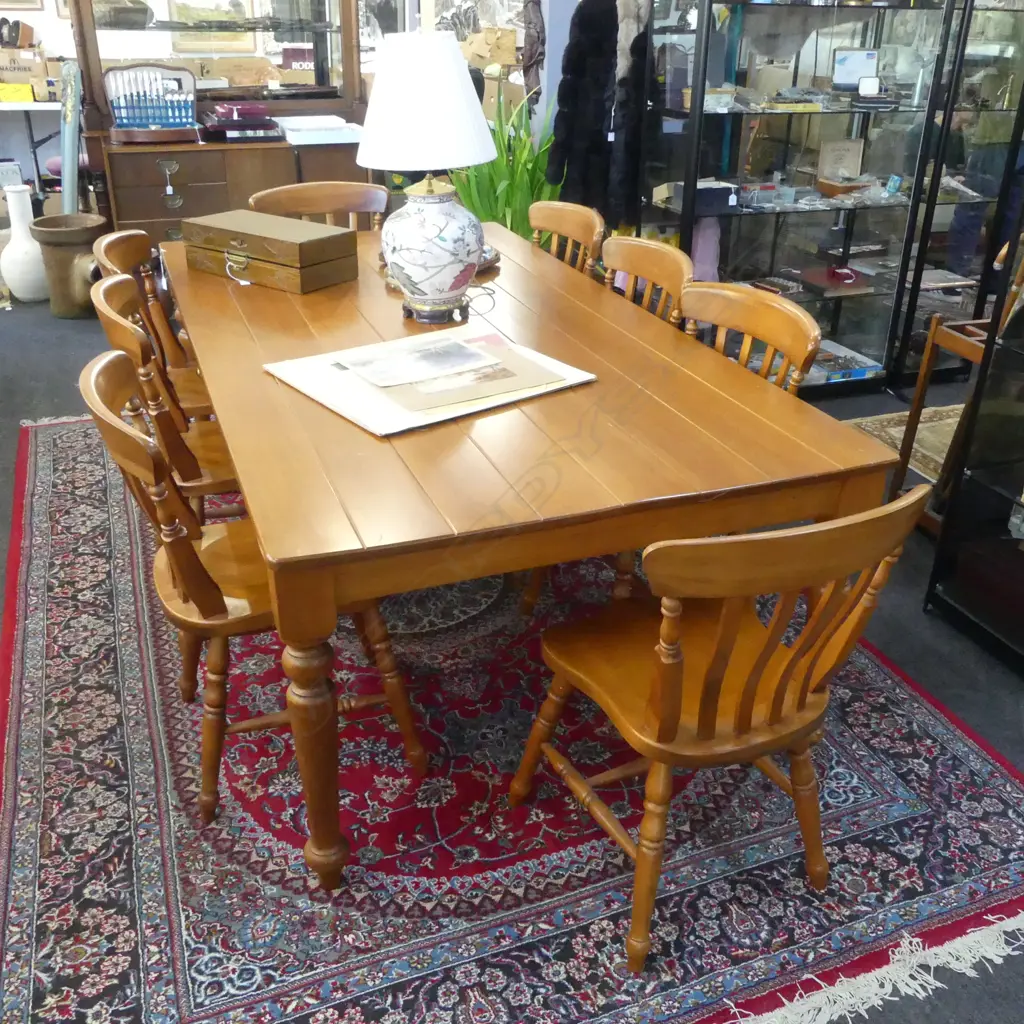 KAURI PLANK TOP TABLE & 8 CHAIRS 1130x2150x720mm Image 1++