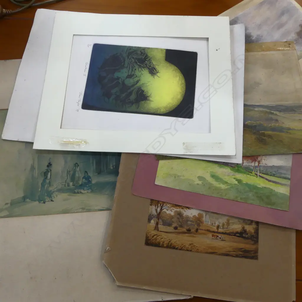 4 LANDSCAPE WCs foxing, RUSSELL FLINT PRINT, JOAN TAYLOR 'CREATION I' LITHOGRAPH '79 11/25 255x175mm Image 1++