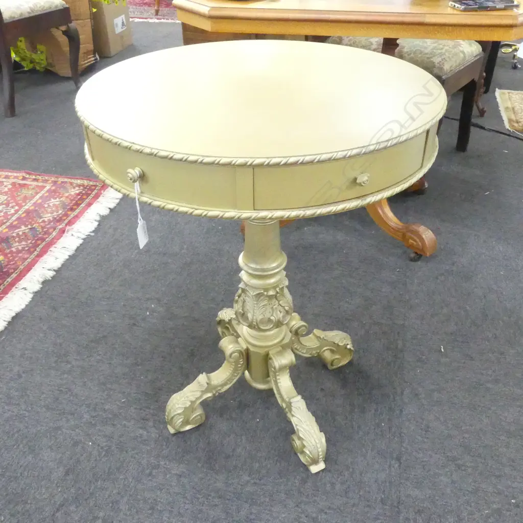GOLD PAINTED PEDESTAL SIDE TABLE H.710mm Image 1++