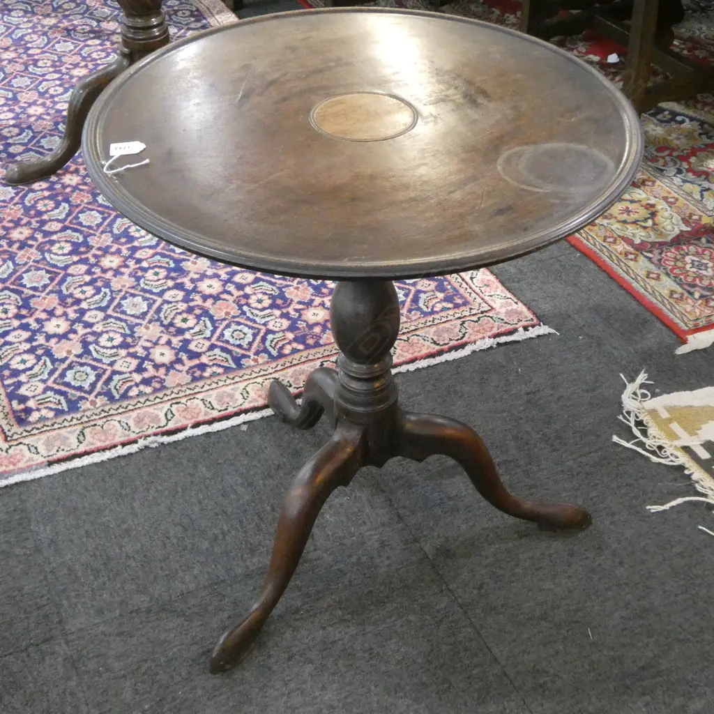 ANTIQUE MAHOGANY WINE TABLE H.670mm, 615mm dia Image 1++