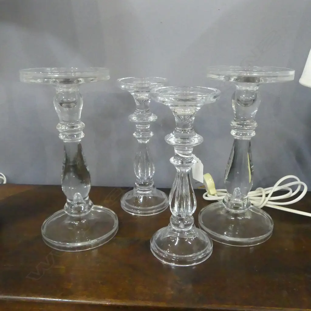 2 PRS GLASS CANDLESTICKS H.275mm Image 1++