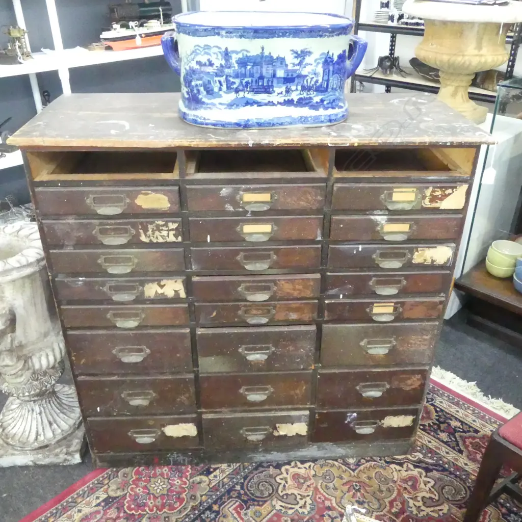 RUSTIC COLLECTORS CABINET MISSING 3 DRAWS 1015x430x1010mm Image 1++