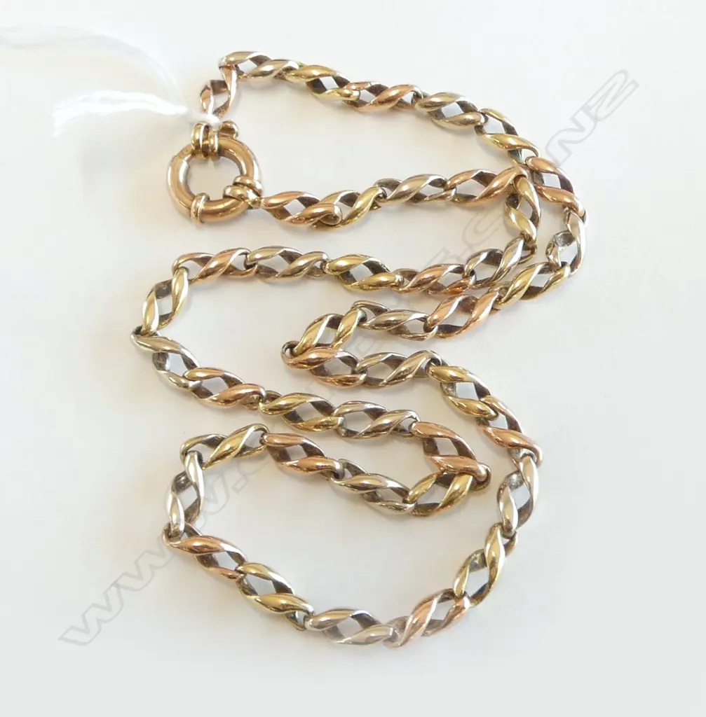 9ct 3 COLOUR GOLD NECKLACE L.480mm, 18.8grms Image 1++