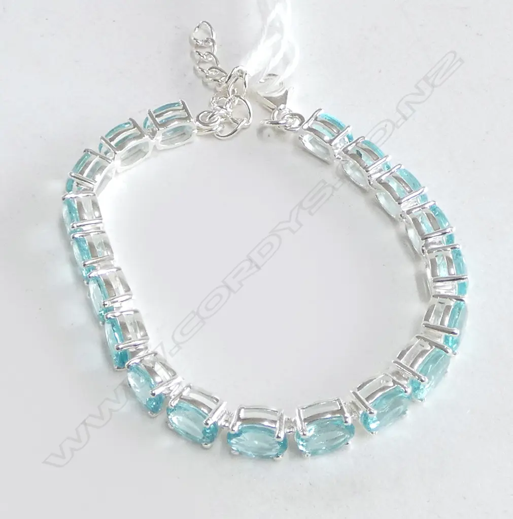 SILVER SET APATITE TENNIS BRACELET new Image 1++