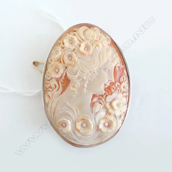 800 SILVER FRAMED VINTAGE LARGE CAMEO H.65mm