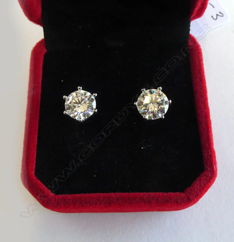 PR SILVER SET MOISSANITE STUD EARRINGS, 2ct (GRA cert.) Image 1++