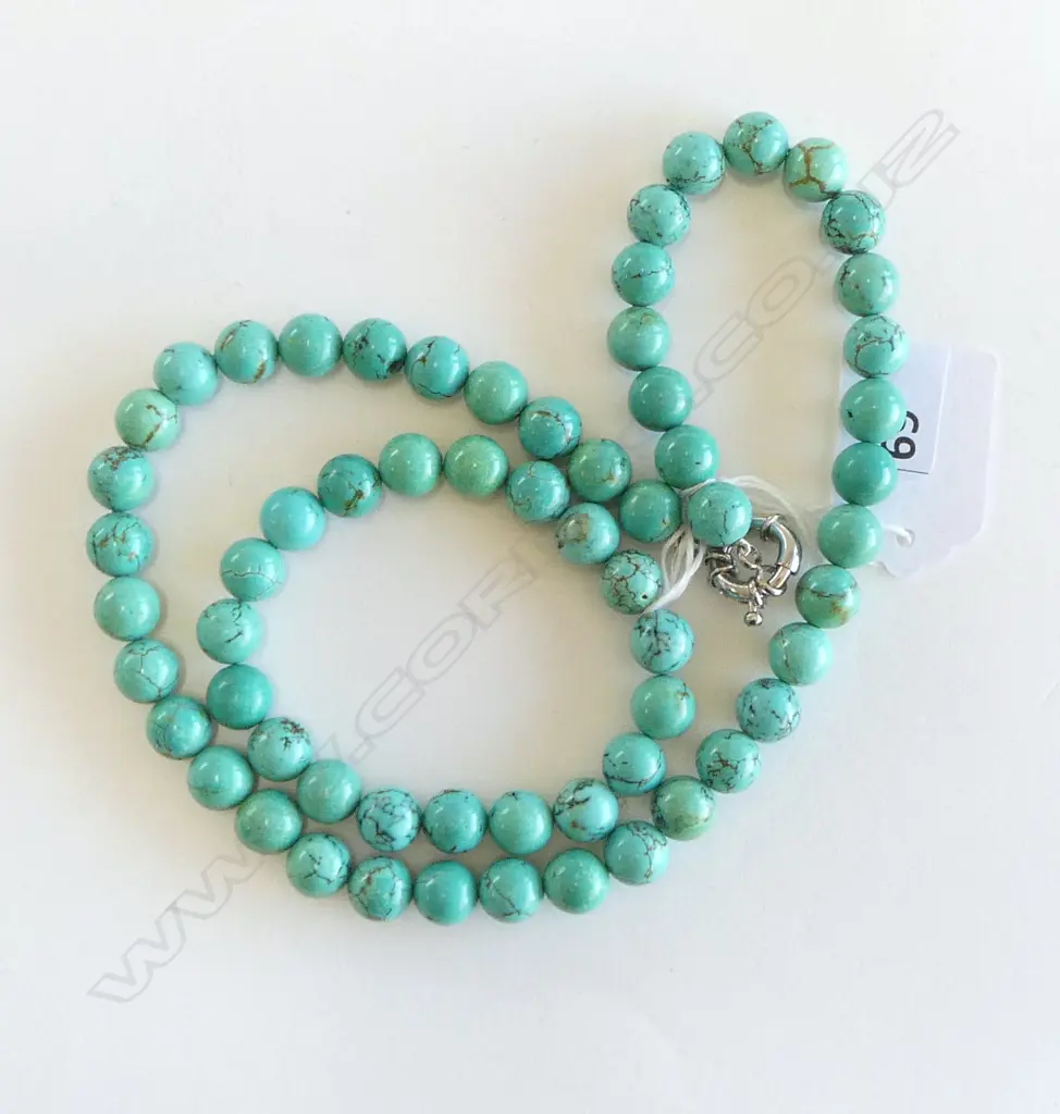 TURQUOISE COLOURED NECKLACE & BRACELET SET Image 1++