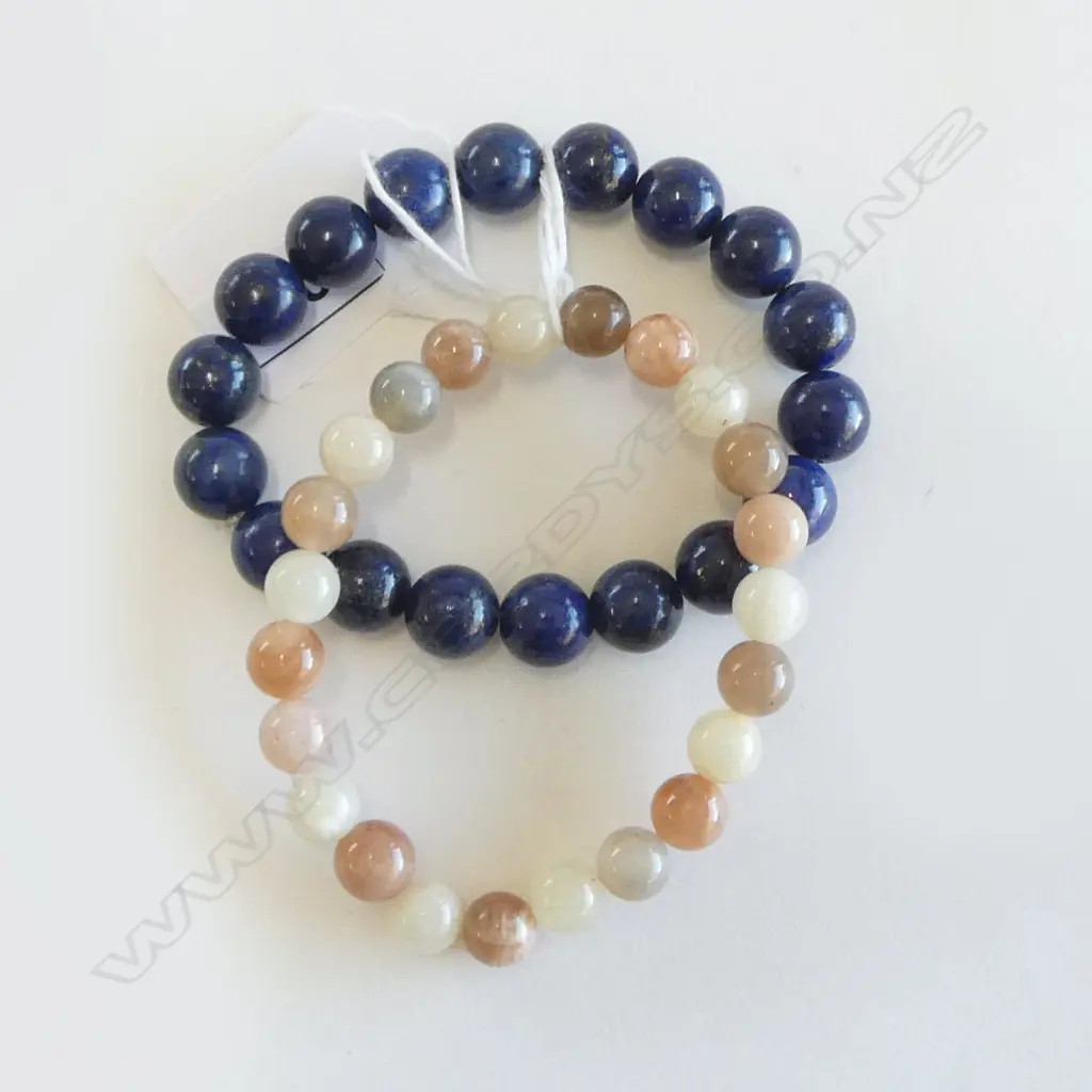 PR BEAD BRACELETS, LAPIS & MOONSTONE, elasticated Image 1++