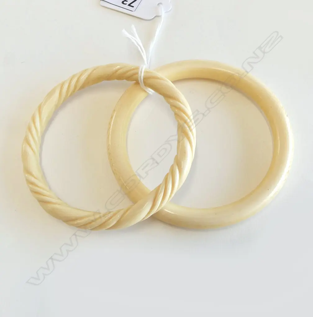 2 IVORY BANGLES 65mm int. dia. Image 1++