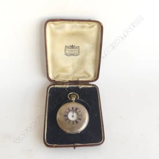 EARLY 20thC SILVER WALTHAM HALF HUNTER POCKET WATCH, 115gm (incl movement) IN HARRODS BOX