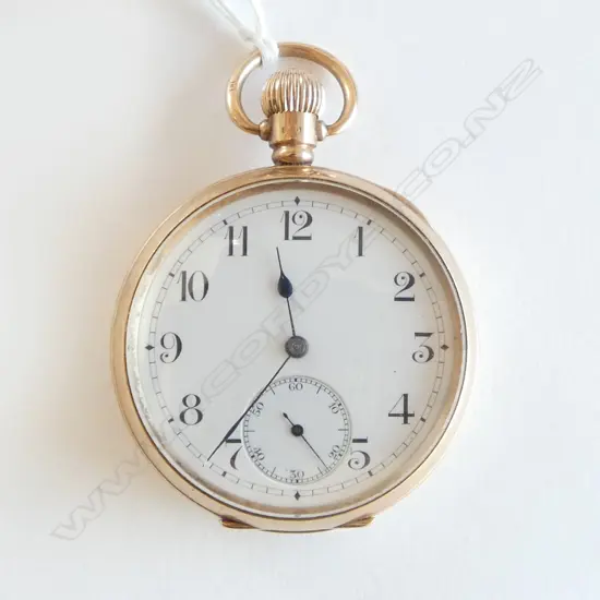 9ct GOLD OPEN FACE GENT'S POCKET WATCH, 17 JEWEL SWISS MOVEMENT, 92gm