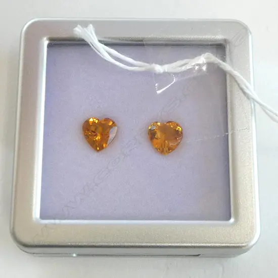  PR YELLOW/GOLD HEART CUT CITRINES, 3.36cts (AIG report)