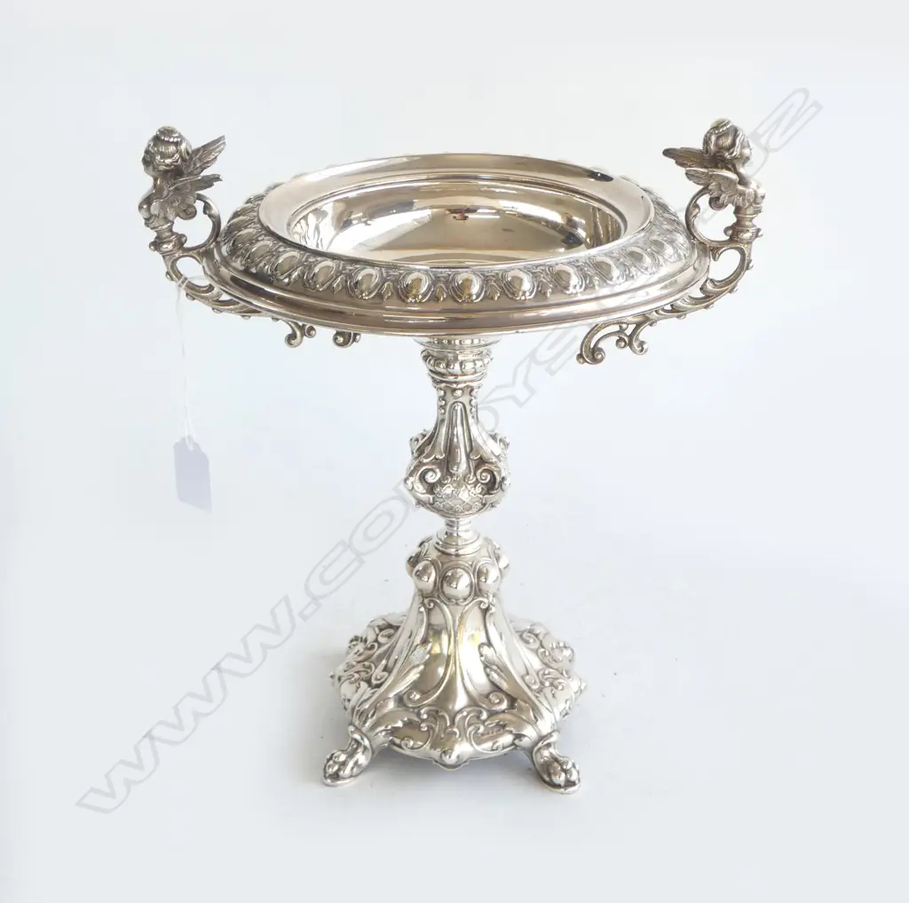 HIGHLY DECORATIVE ITALIAN SILVER COMPORT H.300mm 786gm Image 1++