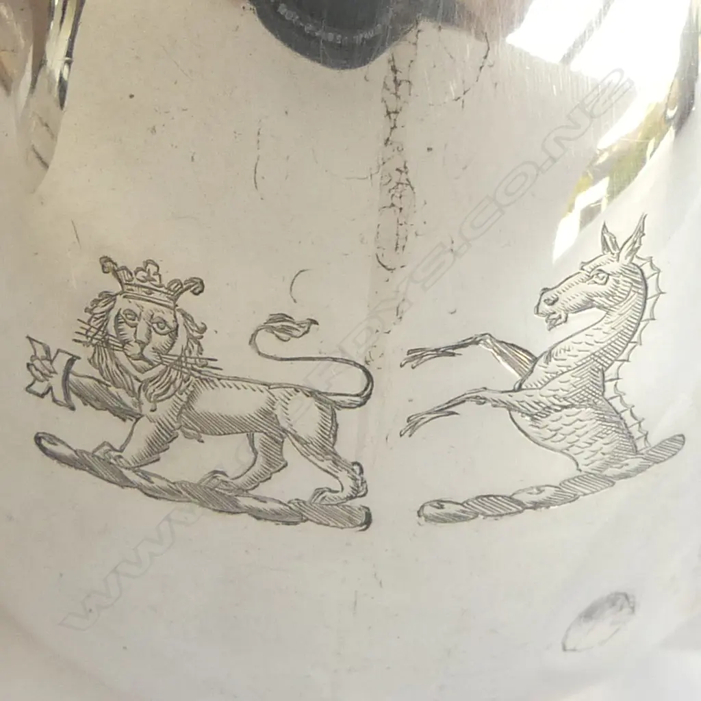 CRESTED SILVER MILK JUG, LONDON 1885, 262gm, H.160mm Image 1++