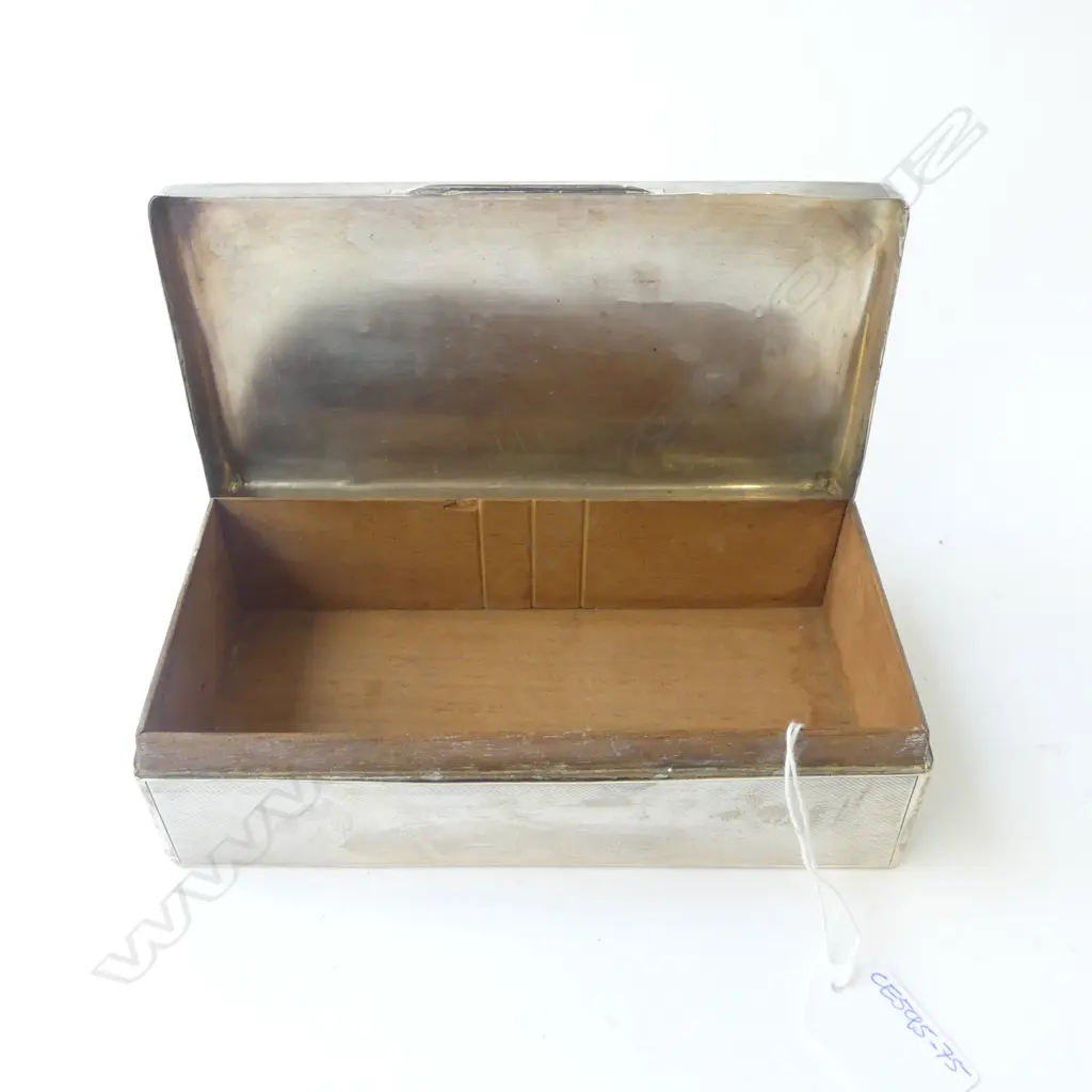 ENGRAVED STG SILVER WOOD LINED BOX, LONDON 1937 180x90x50mm Image 1++