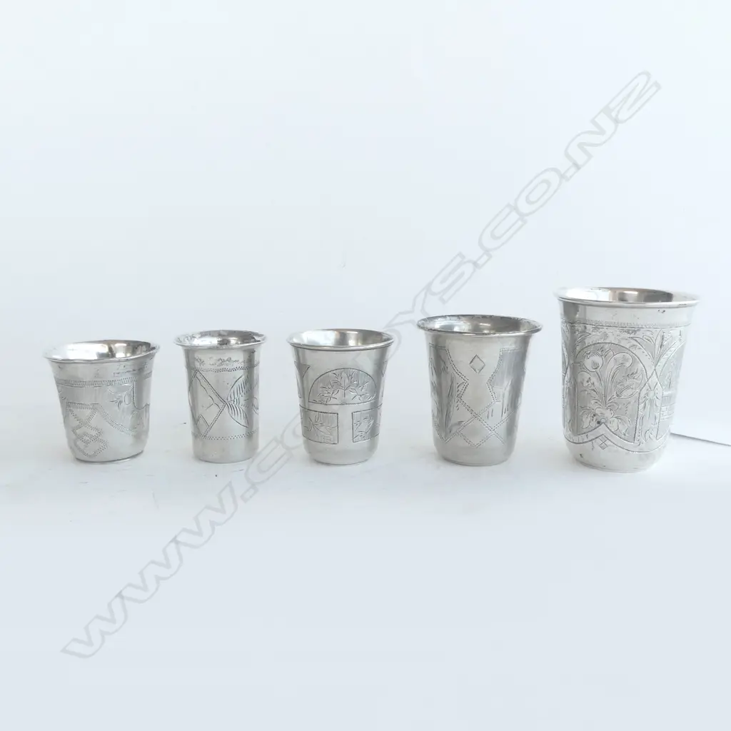 5 840 SILVER ANTIQUE RUSSIAN KIDDUSH CUPS H.65mm 135grms Image 1++