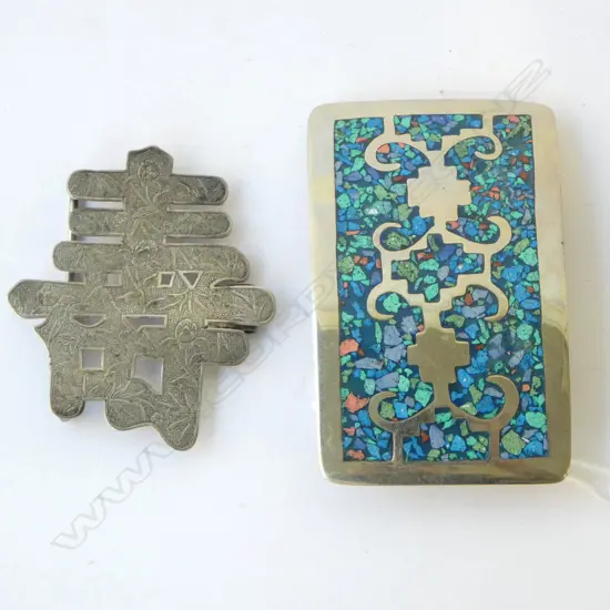  TWO SILVER BELT BUCKLES