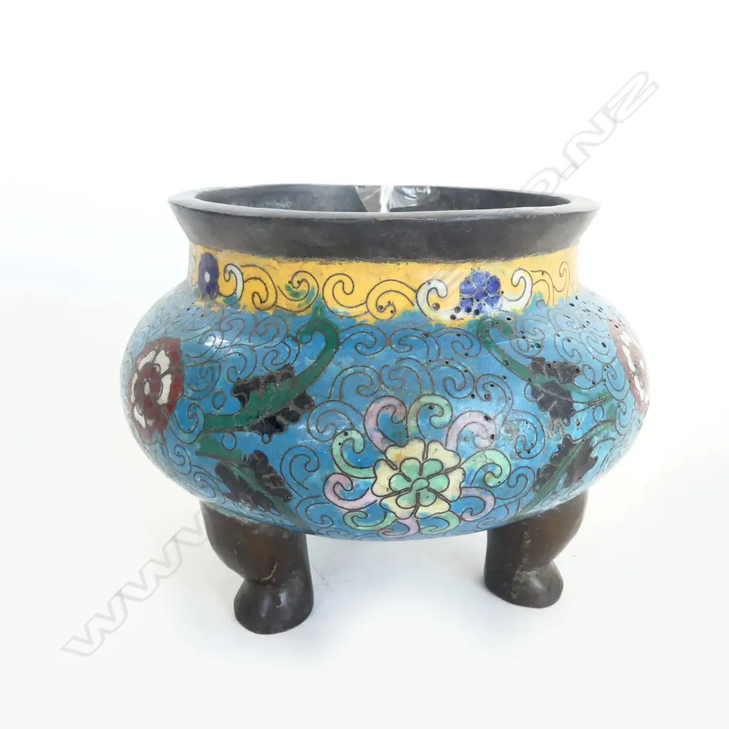 ORIENTAL ENAMELLED INCENCE BURNER H.110mm Image 1++