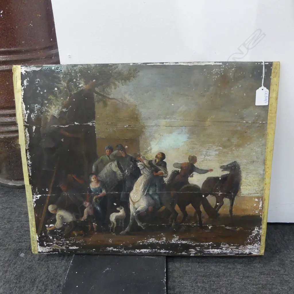 ANTIQUE PAINTING, OIL ON BOARD 415x520mm repairs Image 1++