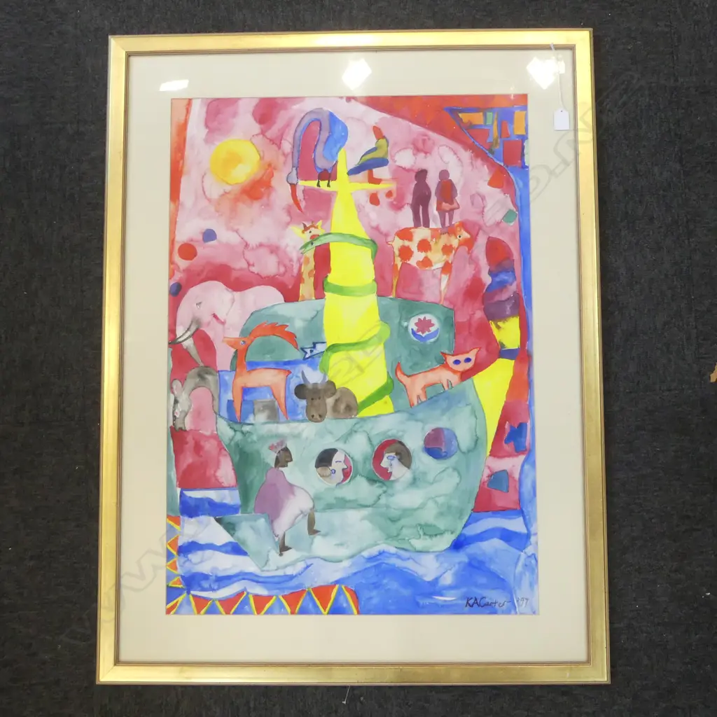 K A CARTER 'NOAH'S ARK' W/C,  signed dated '97, H.840 x 580mm Image 1++