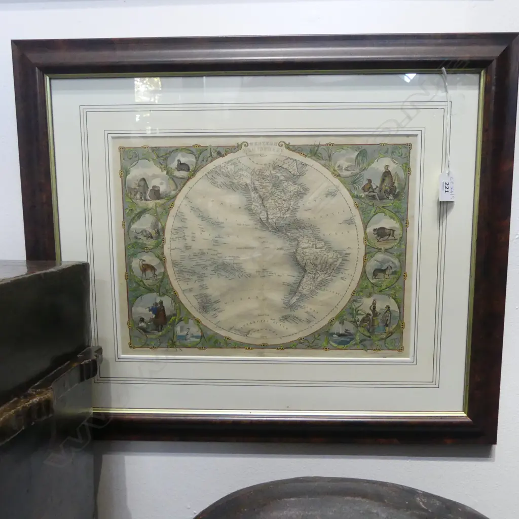 MID 19thC HAND COLOURED LITHOGRAPH OF WESTERN HEMISHERE, JOHN TALLIS & COMPANY 265x355mm Image 1++