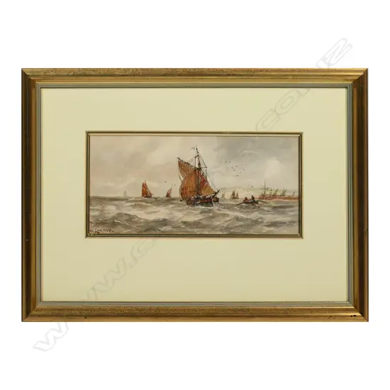 WILLIAM CANNON (UK), COASTAL SCENE, WATERCOLOUR, 130x270mm