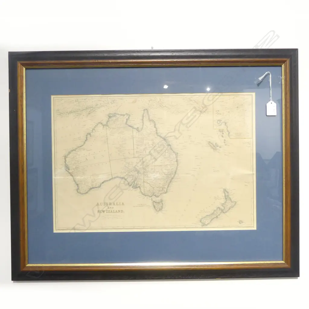 ANTIQUE MAP OF AUSTRALIA & NZ, HAND COLOURED LITHOGRAPH BY EDWARD WELLER 345x510mm Image 1++