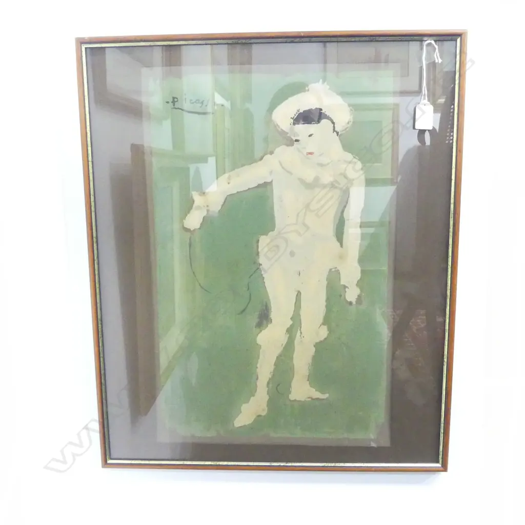 Picasso vintage lithograph 'Le Petit Pierrot' 530 x 430mm Willeston Gallery verso detailed 'Silk Screen New York Graphic Society USA Image 1++