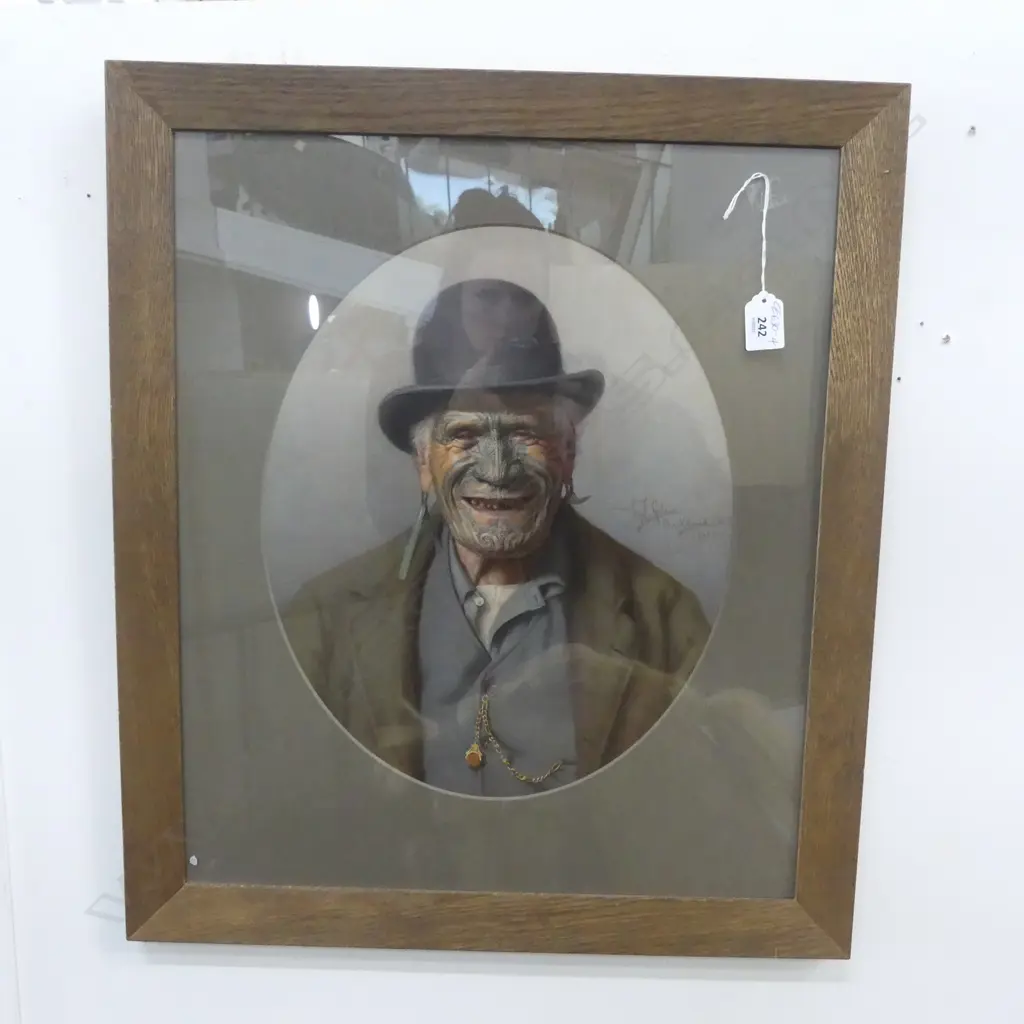 C.F. GOLDIE CHROMOLITHOGRAPH 'A GOOD JOKE' 375 X 310 oval. Framed under glass. Probably an old print Image 1++