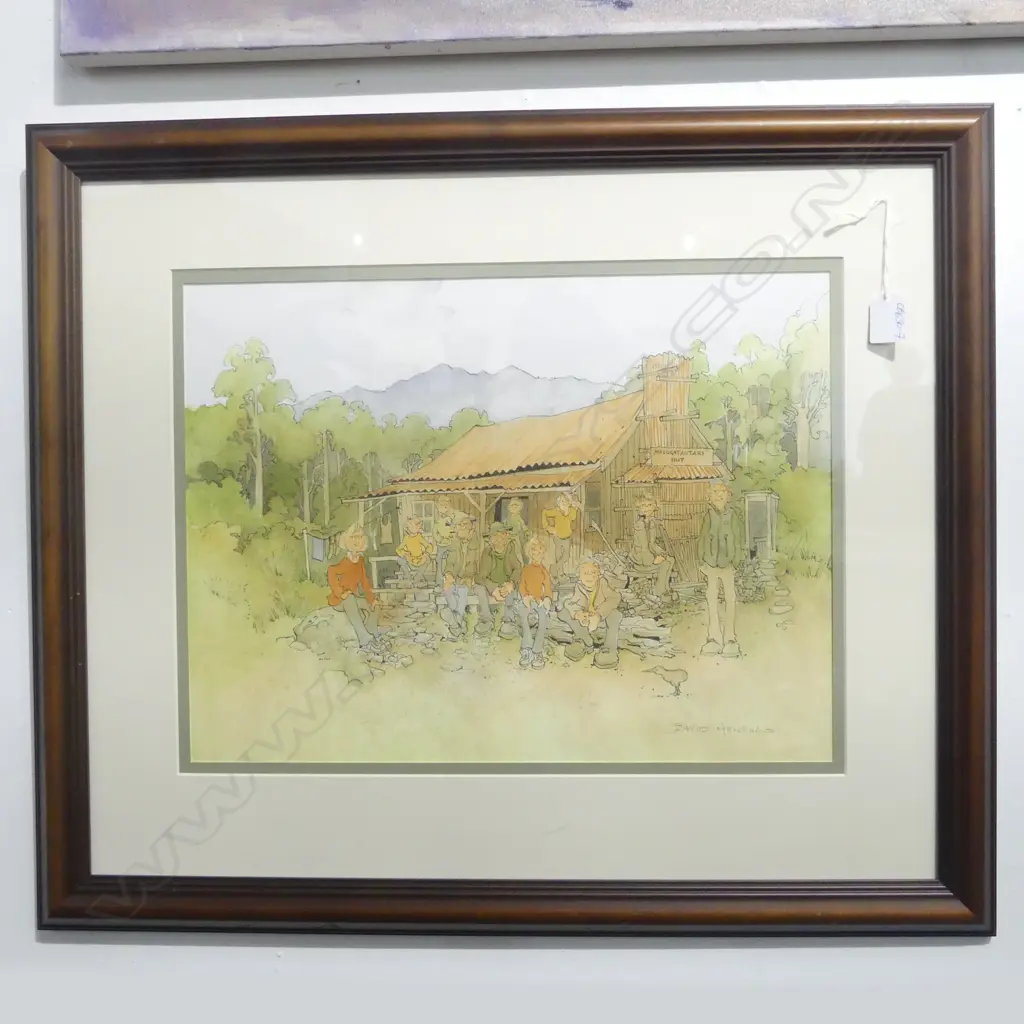 DAVID HENSHAW 'COWPATS & BRICKBATS' PRINT 'Front page Cartoon' signed. Labelled verso. 345 x 465mm Image 1++