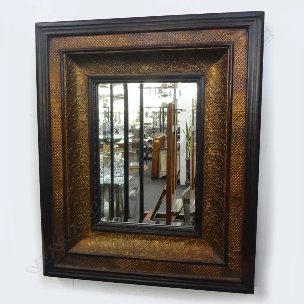 COPPER FOIL AND WOOD MIRROR, 630 X530MM Image 1++