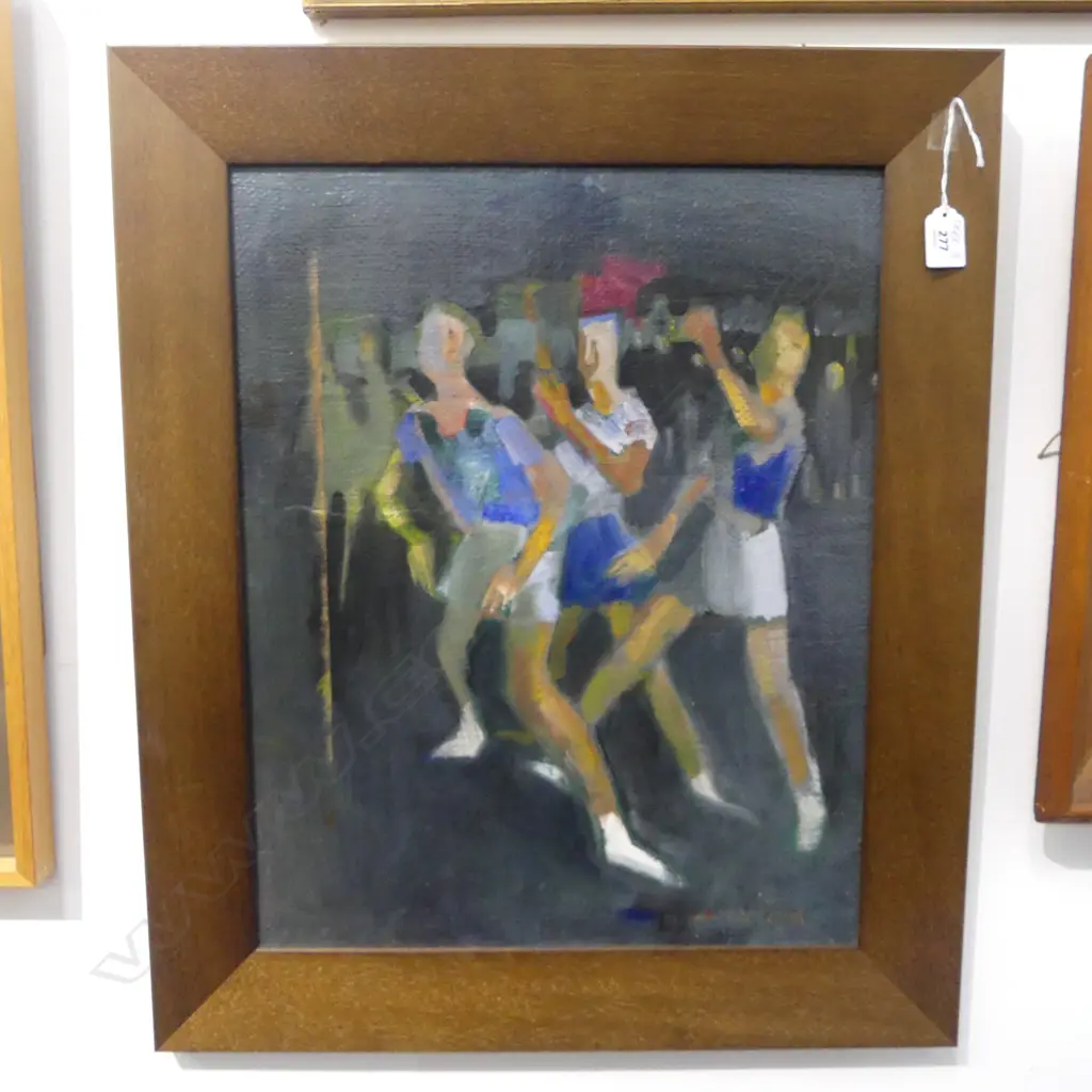 JOAN FEAR 'Tracey Played Goal Defence' oil on canvas board. Signed. 500 x 400mm Image 1++