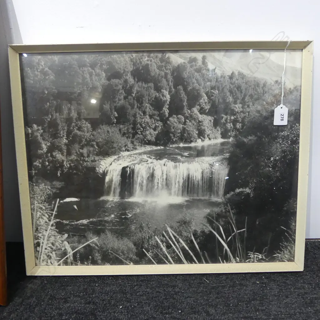 B/W PHOTOGRAPH OF N.Z. WATERFALL 390x490mm Image 1++