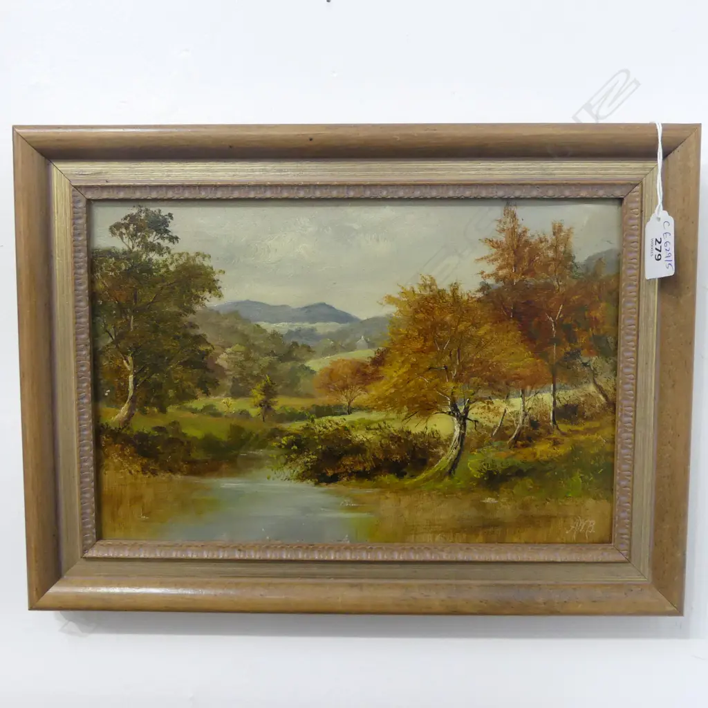 A. W. B. 'AUTUMN IN WORCESTERSHIRE, OIL ON CANVAS 1879 190x290mm Image 1++