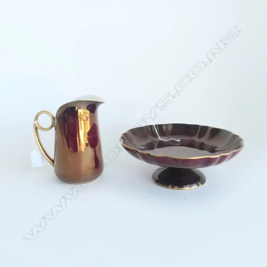ROUGE ROYAL CARLTON WARE STEMMED DISH DIA220MM & JUG  H150MM Image 1++