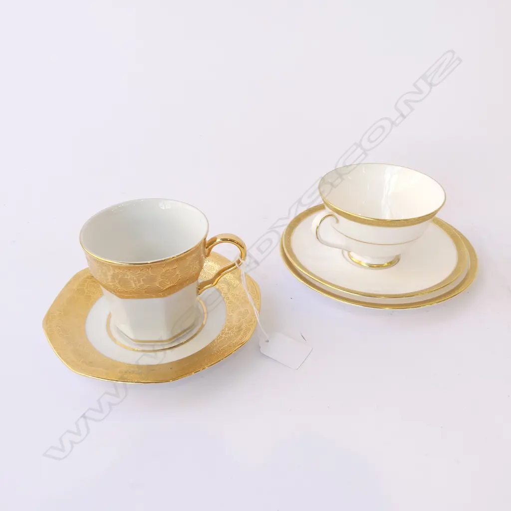 VANGTAL BENJARONG CUP & SAUCER, ROYAL DOULTON 'ROYAL GOLD' TRIO Image 1++