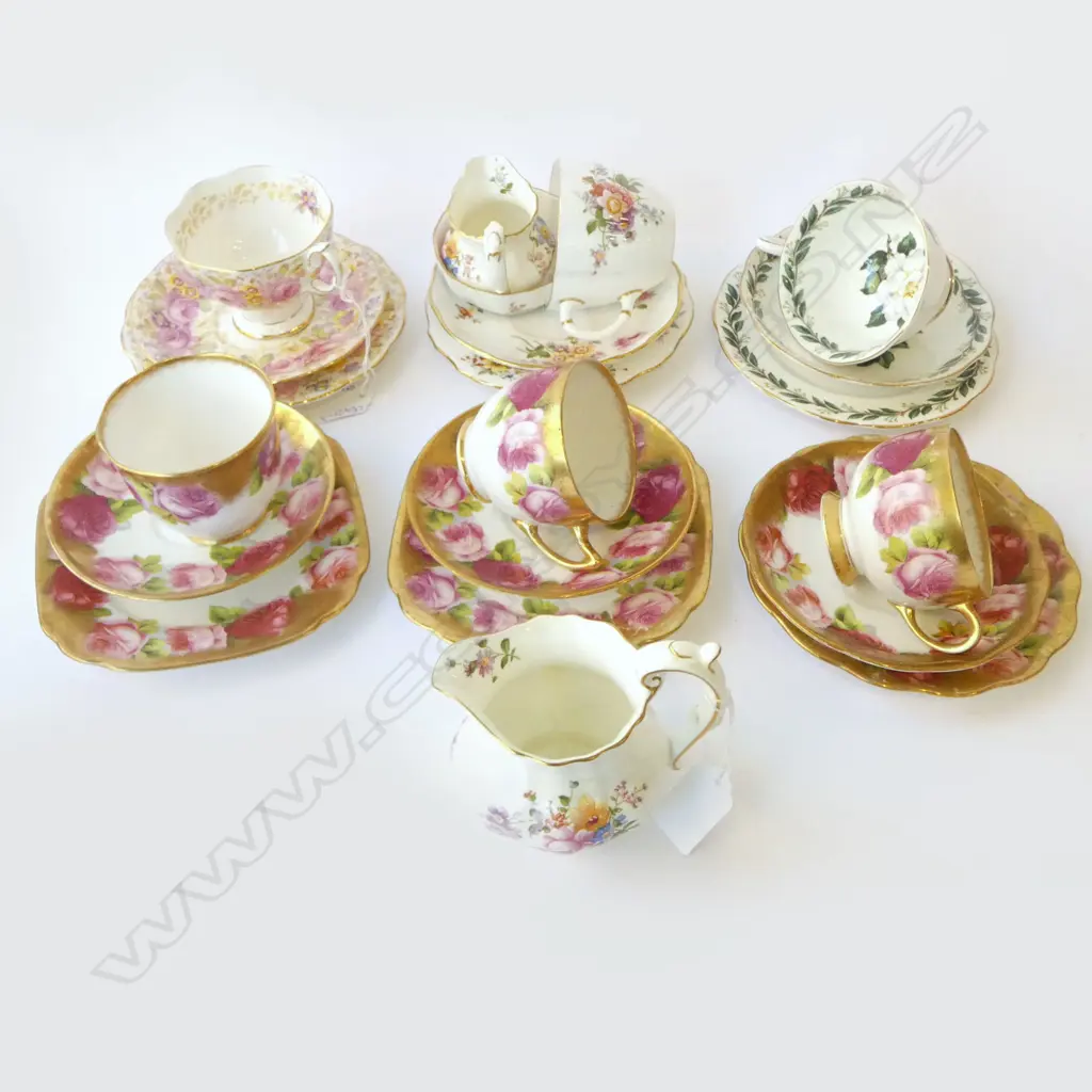 5 ROYAL ALBERT FANCY CHINA TRIOS +ROYAL CROWN DERBY C/S, MILK, SUGAR & JUG Image 1++