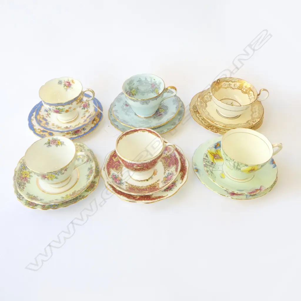6 FANCY CHINA TRIOS  Image 1++