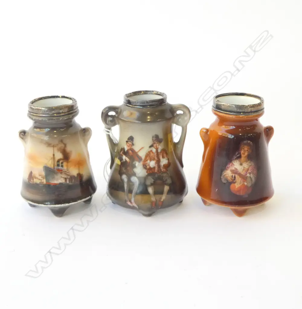 3 S/SILVER TOPPED ROYAL BEARUTH VASES H60MM Image 1++