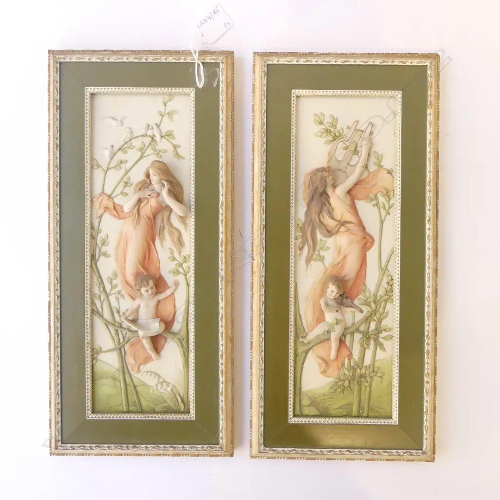 PR OF FRAMED PARIAN WALL TILES MOTHER & CHILD  H300 W100MM Image 1++