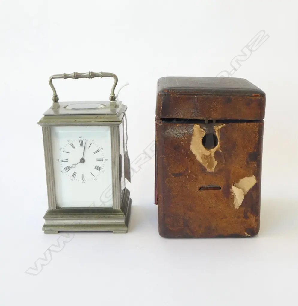 ANTIQUE CASED CHROME CARRIAGE CLOCK, H.140mm Image 1++